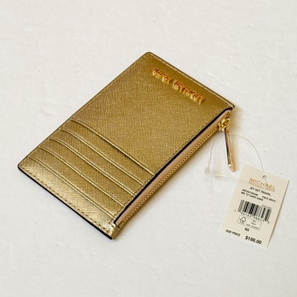 Michael Kors Jet Set Travel Top Zip Card Case Wallet Pale Wallet - Picture 4 of 11